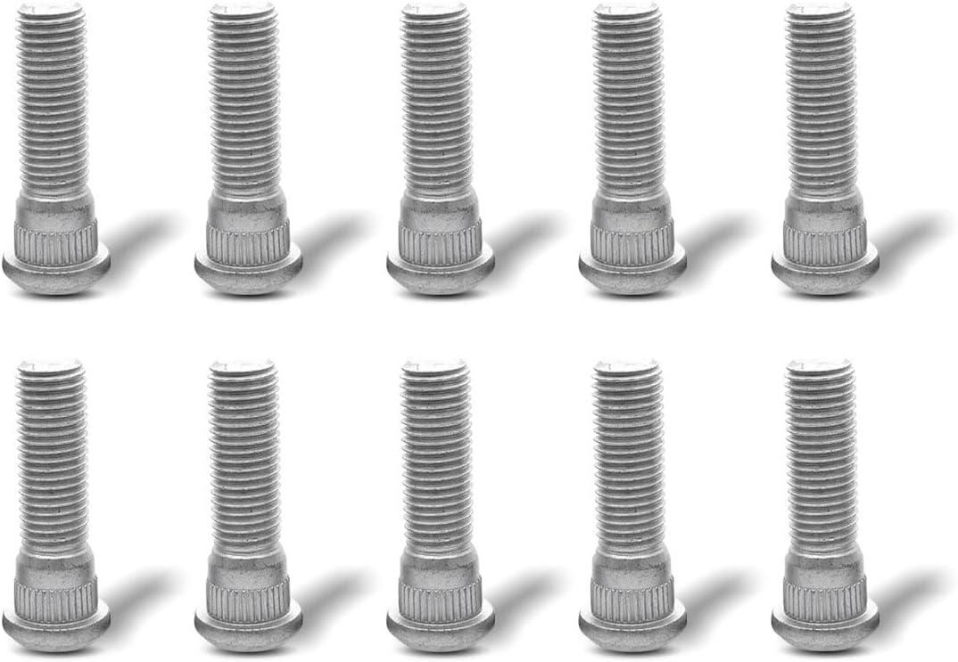 10PCS M12x1.5 Wheel Lug Bolts, 48mm Long Extended Silver Carbon Steel Flat Head Right Hand Thread Stud Bolts, Compatible with OEM#610-266 90942-02049 GS430 LS400 RX330