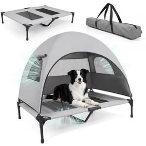Amazon.com : Xuvira Medium Outdoor Dog Bed with UV Canopy, Elevated Pet Cot for Dogs up to 78 Lbs, Waterproof and Scratch-Resistant Raised Dog Tent with Breathable Mesh for Backyard, Patio, Camping or Indoor Use : Pet Supplies