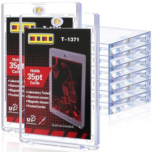 8ct Magnetic Card Holders for Trading Cards, 35pt Hard Cards Sleeves Case, One Touch Card Holder Fit for MTG Cards, Sports Cards, Baseball Cards, Game Cards, Toploaders, Standard Cards Display