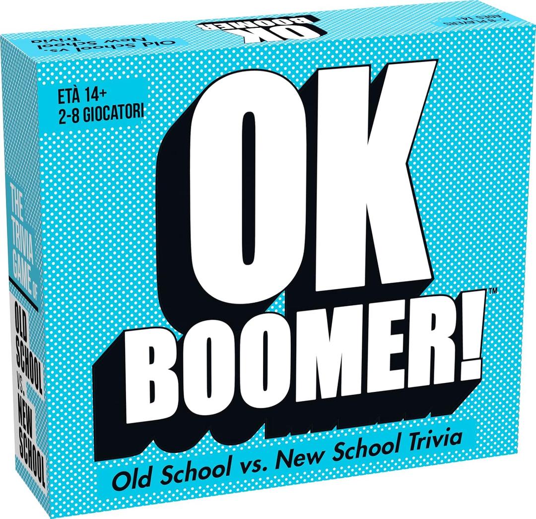 GOLIATH OK BOOMER! Card game for 14 years, family games, also suitable for adults old school vs. new school, trivia playing cards, questions for 2 generations