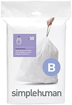 simplehuman Code B Custom Fit Drawstring Trash Bags in Dispenser Packs, 30 Count, 6 Liter / 1.6 Gallon, White, 5 Packs
