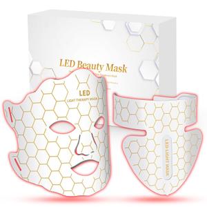 Yahi LED Face Mask Light Therapy, Red Light Therapy for Face, 175 High-Density Light Beads, 7-1 Colors LED Facial Skin Care Mask, White