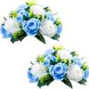 NUPTIO Flower Centerpieces for Wedding Tables: Blue & White Artificial Flower Ball Arrangement for Weddings Party - 2 Pcs Fake Floral Rose for Birthday Bridal Shower Decorations