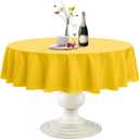 Softalker Round Tablecloth, Waterproof & Stain Resistant Table Cloth Wrinkle Free 210GSM Fabric Washable Polyester Table Cover for Spring/Party/Outdoor - 120 inch,Yellow