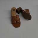 SM New York NWB Brown Block Heel Sandals Open Toe Slip-On‎ Neutral Shoes 7 