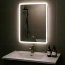 JOHALXER LED Bathroom Mirror, 20x28 in Vanity Mirrors with Backlit Lights for Shaving, Fogless Makeup Mirror Wall Mounted with Demister, Dimmable 3 Color Lighting, IP54, Hand Swipe, Vertically Only
