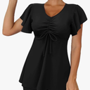 Fanuerg Women's Tankini Swimsuits Ruffled Flowy Tankini Tops with Boy Shorts Swimwear Tummy Control Two Piece Bathing Suits, XL