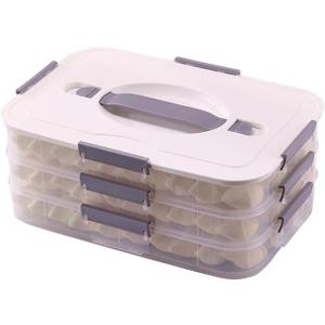 ZYOUQI Refrigerator Food Organizers Antislip Textured Bottom Food Storage Container for Dumplings Cookie and More Large Capacity Storage (White three layers)