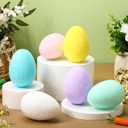 Wonderjune 6 Pcs Large Easter Eggs 4" Foam Flocked Eggs for Easter Centerpieces for Spring Home Office Table Decor, Party Supplies Gifts for Friends (Soft Color)