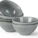 famiware Cereal Bowls Set of 6, Ocean Round 6" Soup Bowls, 23oz Rice Serving Bowl Oatmeal Bowls, Reactive Glaze Kitchen Bowl Set, Microwave and Dishwasher Safe, Scratch Resistant, Grey (Gray)