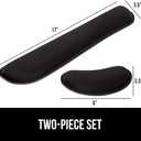 GORILLA GRIP Silky Memory Foam Wrist Rest for Computer Keyboard, Mouse, Ergonomic Design for Typing Pain Relief, Desk Pads Support Hand and Arm, Mousepad Rests, Stain Resistant, 2 Piece Pad, Black