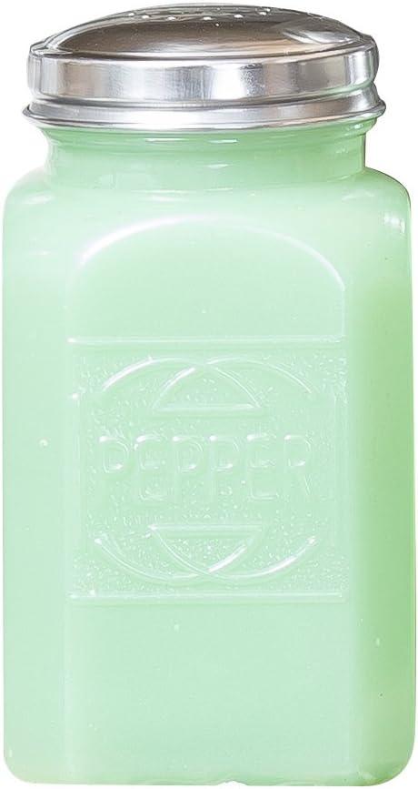 Tablecraft Pepper Shaker with Metal Top, 2.5 x 2.5 x 4.5, Green