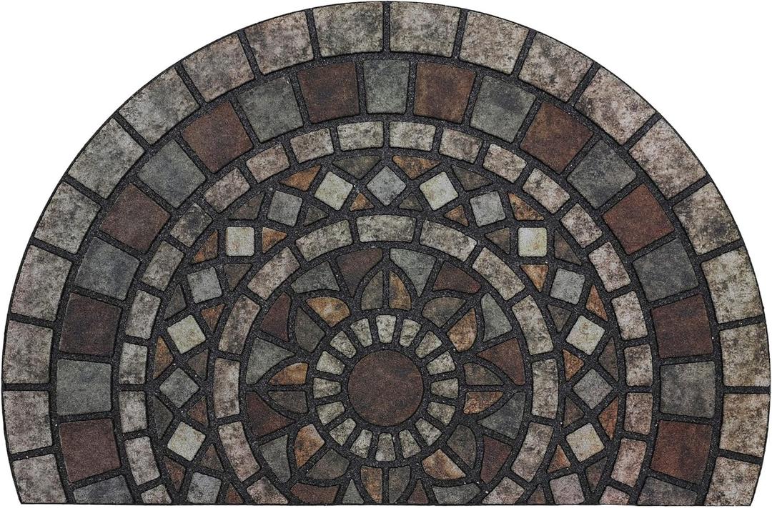 Mohawk Home Entryway Door Mat 2' x 3' All Weather Doormat Outdoor Non Slip Recycled Rubber, Mosaic Mythos Stone Slice