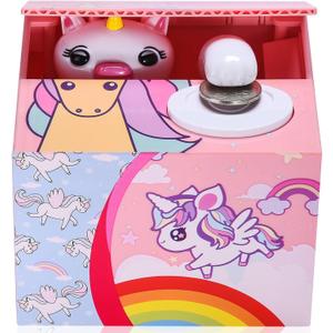 Unicorns Stealing Money Bank, Piggy Bank for Kids, Coin Bank for Money Saving, Automatic Stealing Money with English Speaking, Creative Gift, 4.7 inches x 4.1 inches x 3.7 inches