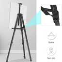 Art Painting Display Easel Stands - Portable Adjustable Aluminum Metal Tripod Artist Easels with Bags, Height from 17" to 66", Extra Sturdy for Table-Top/Floor Painting, Drawing, and Displaying, Black