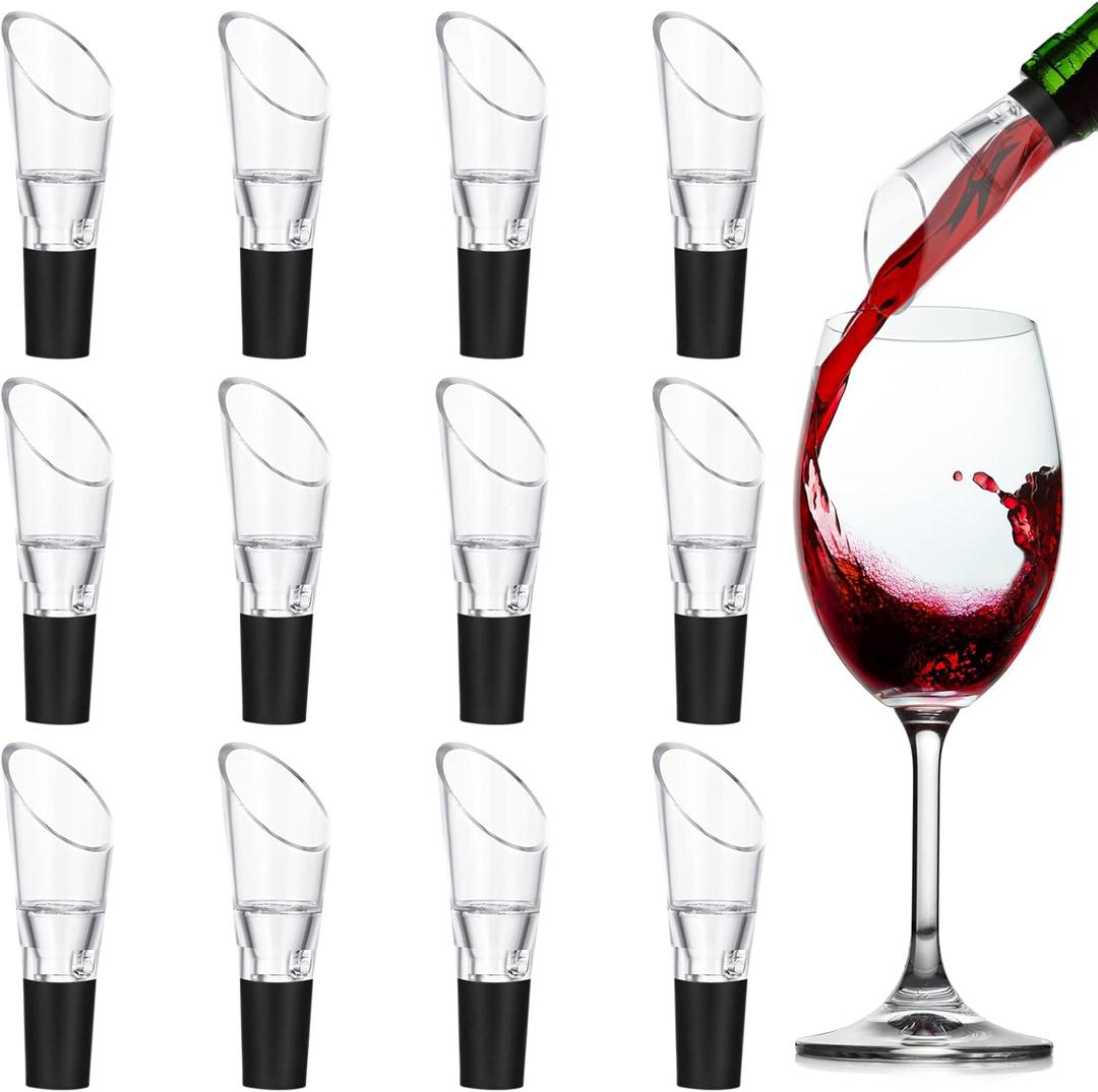12 Pieces Wine Aerator Pourer Aerating Spout and Decanter for Wine Bottles Improved Flavor, Enhanced Bouquet, Rich Finish and Bubbles, No Drip or Spill