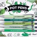 2 x Funny Pot Pens 5-Pack Set, Black Ink Ballpoint Pens with Sarcastic Weed Sayings, Gag Gift for Marijuana Smokers, Father's Day, Stoner Accessories, Office Supplies
