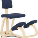 Varier Variable Plus Ergonomic Kneeling Chair with Backrest Natural/Blue| Active Sitting Posture Support Home Office Desk Chair 