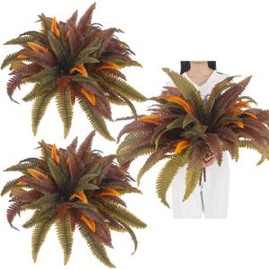 2 Pack 44'' Artificial Boston Fern Fall Porch Decor Hanging Plants Natural Indoor Outdoor Large Fake Ferns for Home, Garden, Thanksgiving, Autumn Decor