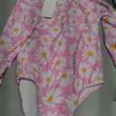 Alakuoti Long Sleeve One Piece Ruffle Swimsuit for Toddler Girls Baby Girl Rashguard Shirt with UPF 50+ Sun Protection (Pink, XS)