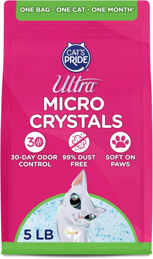 Ultra Micro Crystals Cat Litter - 99.9% Dust Free, Soft on Paws, Fragrance Free - 5 Lbs. (5-Pound Pouch)