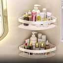 2LWAT Wall Mounted Shower Organizer, 2 Tier No Drilling Adhesive Shelf, Bathroom Shower Caddy with Hooks, Suction Cup, White