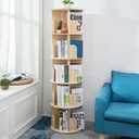 Heehee Wooden Rotating Bookshelf 360 Display Floor Standing Bookcase Storage Rack for Kids&Adults Multi-Functional Bookshelf Organizer (5-Tier)