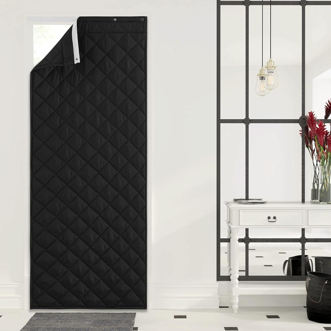 NICETOWN Thermal Insulated Door Curtain, Blackout Energy Saving Draft Stopper with 3 Hanging Ways - Thick Material, Easy Install, Keep Warm for Doorway, 34"x82", Black, 1 PC