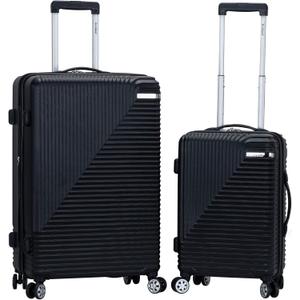 Rockland Star Trail Hardside Spinner Wheel Luggage, Black, 2-Piece Set (20/28)