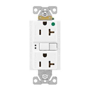Eaton Cooper SGFH20W 20 Amp White Heavy Duty UL Listed Hospital Grade Duplex GFCI Outlet Receptacle with LED Indicator Matching Wall Plate Included