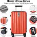 Hanke 20 Inch Carry On Luggage 22x14x9 Airline Approved Lightweight PC Hard Shell Suitcases with Wheels Travel Luggage Rolling Suitcase Travel Luggage Bag Christmas Gifts for Birthday Orange