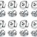 16PCS 925 Sterling Silver Earring Backs,14k White Gold Plated Earring Backs for Studs,Hypoallergenic Secure Earring Backings for Locking Stud Earrings