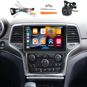 Android Car Stereo for Jeep Grand Cherokee 2014 2015 2016 2017 with DSP, 9 Inch HD Touchscreen Radio Wireless Apple Carplay & Android Auto GPS WiFi SWC + AHD Backup Camera 2+32G
