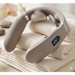 Neck Massager with Heat, Ultra-Lightweight Electric Pulse Device for Neck Relaxation, Cordless Mini Smart Massager for Soothing Stiff Muscles, for Home, Office and Travel