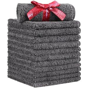HOMEXCEL Microfiber Washcloths 12 Pack, Highly Absorbent and Soft Face Towel, Multi-Purpose Grey Wash Cloths for Bathroom, Hotel, Spa, Gym, and Kitchen, 12x12 Inch