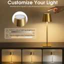 UME 3 Pack Cordless Table Lamp, Battery Operated Lamp - Portable Waterproof Rechargeable Table Lamp w/ 3 Color Temps & Stepless Dimming for Dinner, Desk, Cafe, Outdoor (Brushed Gold)