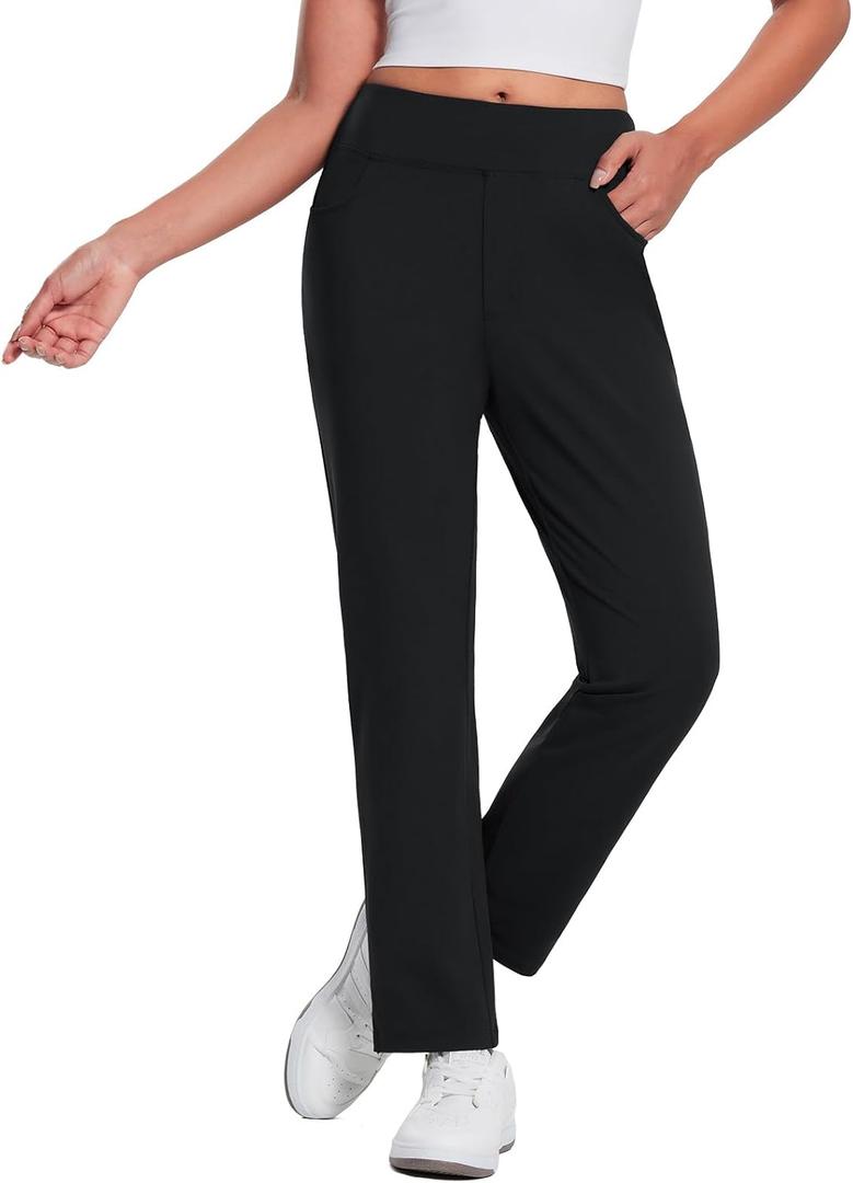 baleaf Women's Fleece Lined Pants Stretch Water Resistant Winter Thermal Travel Pants Cold Weather Gear Pockets Work Golf (Black, XS)