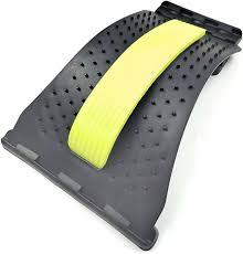 Back Stretcher for Lower Back Pain Relief - 4 Level Adjustable Lumbar Support Board, ABS Frame with Soft NBR Foam Cracker Device for Scoliosis/Spine Decompression (Yellow)