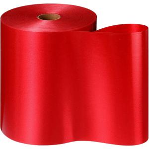 Syhood Outdoor Leaf Ribbon Floral Satin Ribbon for Crafts Aspidistra Waterproof Holiday Outdoor Decoration(8 Inch X 216 Yards,Red)