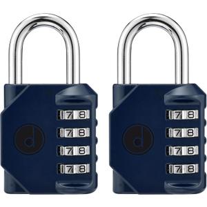 4 Digit Combination Locks 2 Pack - Weatherproof Padlock with Code - Combination Lock for Locker, Gym, Outdoor Gate, Storage Shed, Fence Gate & Bike Lock - Keyless, Easy to Set, Reset - New Blue