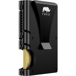 furid Slim Card Wallet for Men: Minimalist Metal Wallet with Money Clip - RFID Front Pocket Credit Card Holder for Work Business Travel - Gift for Father Husband Male Friend