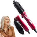 Mini Collaspe Hair Curler, Tangle-Free Curling Iron Brush and Volumizer, 1 inch Dual Voltage Travel-Friendly Tourmaline Ceramic Ionic Brush Styling Wand（Don't Blow Air