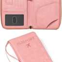 Leather RFID Blocking Passport Holder Travel Wallet, Passport Cover/Travel Wallet for Women/Men with (Light Pink)