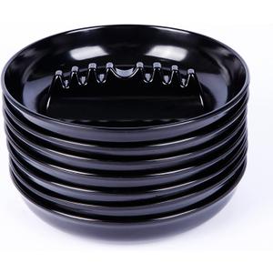 7Pcs Ashtray Sets, Ash Tray for Cigarettes and Cigar, Round Black Large Size Plastic Ashtrays, for Indoor Outdoor Home Office Patio Restaurant Bar Hotel Use (Set of 7)