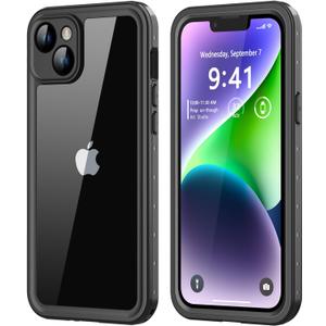 Protebox for iPhone 14 Waterproof Case with Built-in Screen Protector, Shockproof Dustproof Full Body Protective IP68 Waterproof Phone Case for iPhone 14 6.1 inch (Black/Clear)