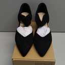 RIBONGZ Black Kitten Heels for Women Closed Toe Church Shoes Comfortable Low Heels Pointed Toe Sexy Slip on Pumps Wedding Bridal Party Dressy Shoes 9