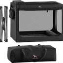 Noah & Paw Collapsible Dog Crate 30 Inches, Large Dog Crate for Large Medium Breeds, Travel Kennel for Car, Including Pet Mat for Pet Cage, 2 Storage Pockets, Handbag, 10mm Locking Zipper 30*21*21 (Black)