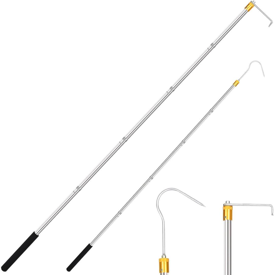 Cagaloi Cargo Grabber Reach Retriever Tool 30-inch - 75-inch Adjustable Extensions.Versatile Heavy-Duty Truck Accessory for Pickup Truck Bed Hook bar with Comfortable Foam Handle and Two Long Hooks