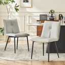 YOUTASTE Modern Dining Chairs Set of 2 Upholstered Leather Kitchen Chairs Soft Padded Side Chairs Dinner Chairs with Metal Legs for Living Room Bedroom, Light Grey