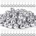 30 Pcs Disco Ball Keychains, Silver Disco Ball Key Chain Bulk, Small Mirror Disco Keychain Keyring for 70s 80s Disco Party Supplies